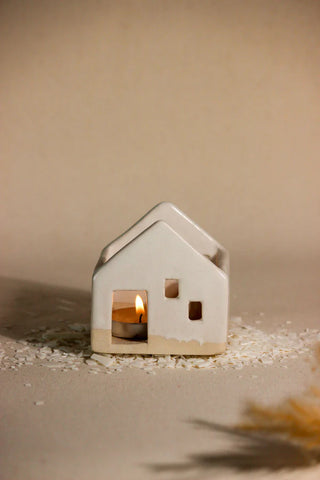 Ceramic Christmas House Tea Light Holder - TOH