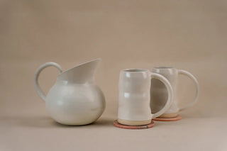 Ceramic Pitcher and Uneven Beer Mugs set, Matte White – TOH