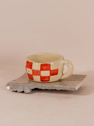 Checkered Hand-painted Ceramic Coffee / Tea Cup - TOH