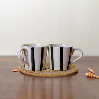 Stripe Mugs Black - Set of 2