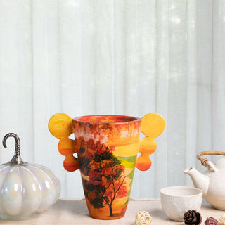 Magic of Fall - Hand Painted Terracotta Flower Vase
