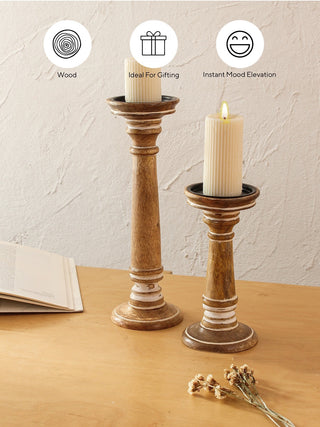 Deheri Candle Stand & Runner Gift Box - Camel Brown