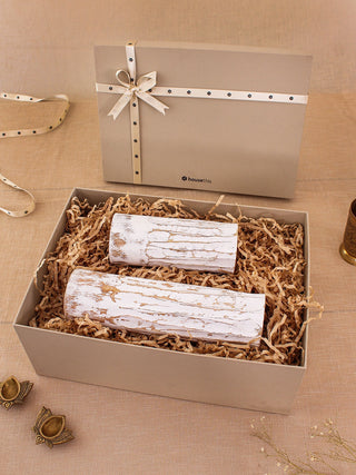 Saltoro Candle Stand Gift Box - Off White
