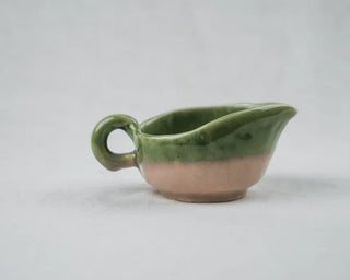 Green, Pastel Pink Hand Pinched Ceramic Milk / Syrup Pitcher , Creamer - TOH