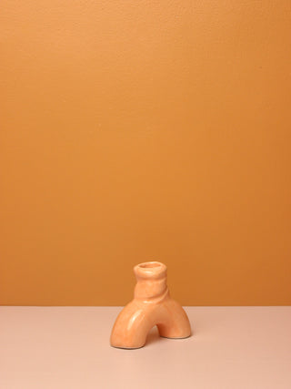 Beam of Joy Ceramic Pillar Candle Holder - Orange