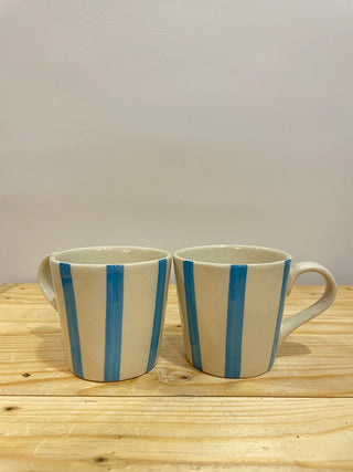 Stripe Mugs Blue - Set of 2