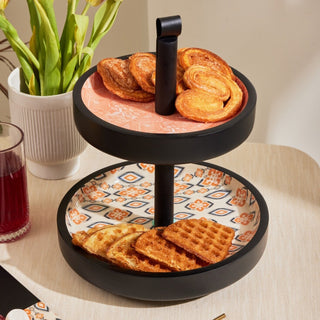 Carra 2-tier Serving Stand – Coral Black