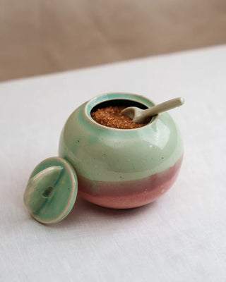 Pastel Blue Ceramic Sugar Jar with lid / Ceramic kitchen container