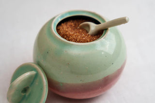 Pastel Blue Ceramic Sugar Jar with lid / Ceramic kitchen container