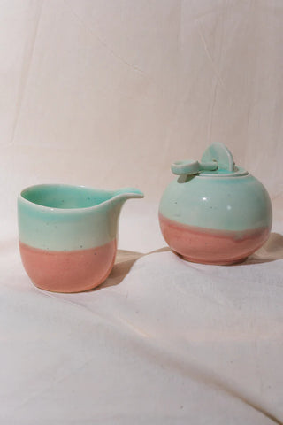Pastel Ceramic Sugar Pot Set , Milk Pourer - TOH