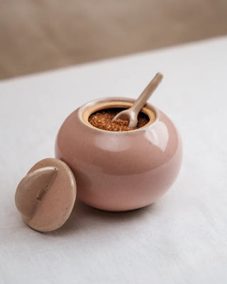 Pastel Pink Ceramic Sugar Jar with lid / Ceramic kitchen container