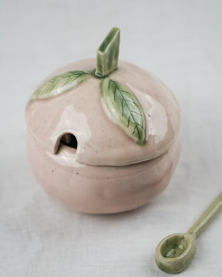 Pastel Pink Hand Pinched Ceramic Sugar jar with lid / Jam Container - TOH