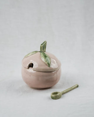 Pastel Pink Hand Pinched Ceramic Sugar jar with lid / Jam Container - TOH