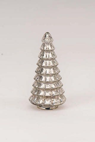 LED FITTED GLASS CHRISTMAS TREE | SILVER