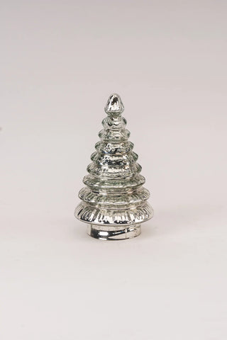 LED FITTED GLASS CHRISTMAS TREE | SILVER