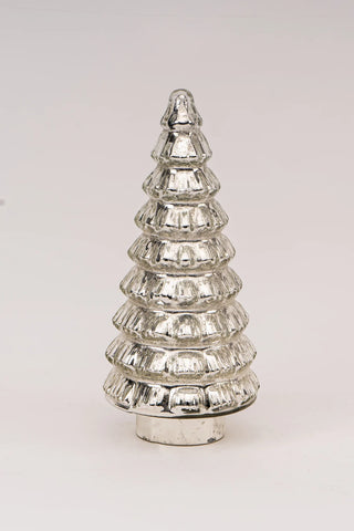 LED FITTED GLASS CHRISTMAS TREE | SILVER