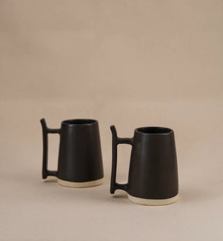 Set of 2 - Ceramic Beer Mug/Milk pitcher/Tea/Coffee Mug , Matte Black - TOH