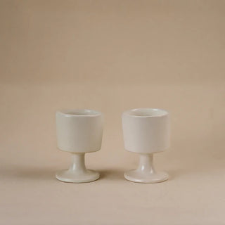 Set of 2 - Goblet Ceramic Wine Glass / Matte White Wine mug - TOH