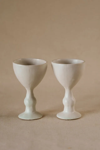 Set of 2 Ceramic Wine Glass , Matte White Glassware - TOH