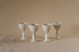 Set of 4 - Goblet Ceramic Wine Glass / Matte White Wine mug - TOH