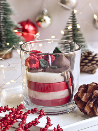 "White Chocolate & Red Velvet Mousse Christmas candle"