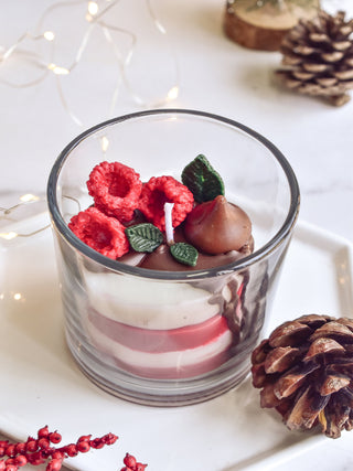 "White Chocolate & Red Velvet Mousse Christmas candle"