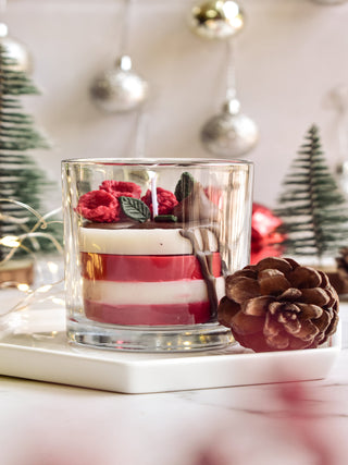 "White Chocolate & Red Velvet Mousse Christmas candle"