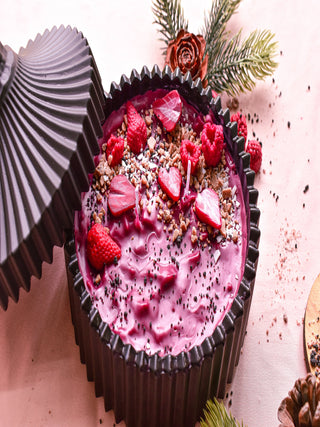 "Redberry smoothy bowl with Almonds Candle"