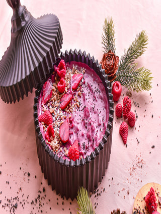 "Redberry smoothy bowl with Almonds Candle"