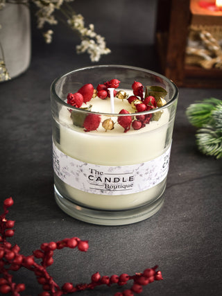 "White Dried Flower Christmas Candle - small"