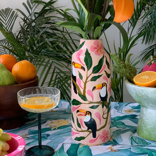 Tropical Tango Handpainted Flower Vase