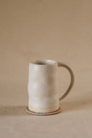 Uneven Pottery Ceramic Beer Mug , Matte White - TOH