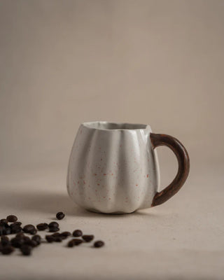 White Pumpkin Coffee Mug With Brown Handle