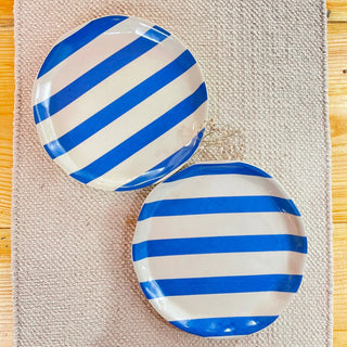Striking Striped Plates (Set of 2) - Blue