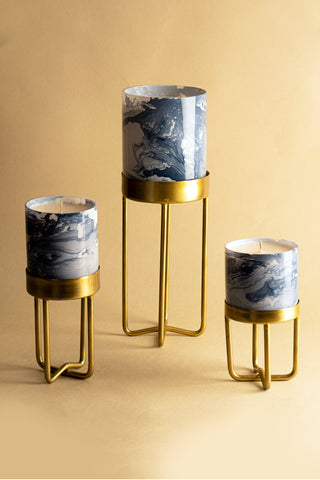 White Ocean high rise metal footed candles | Bergamot waters