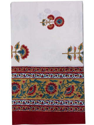 Benazir 100% Cotton Hand Block Print Red & White Bedsheet